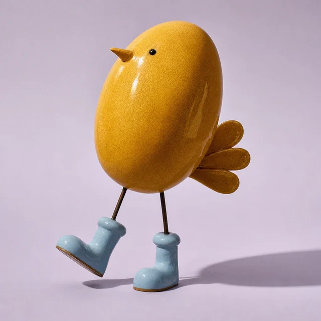 3D character: Original glazed ceramic bird character